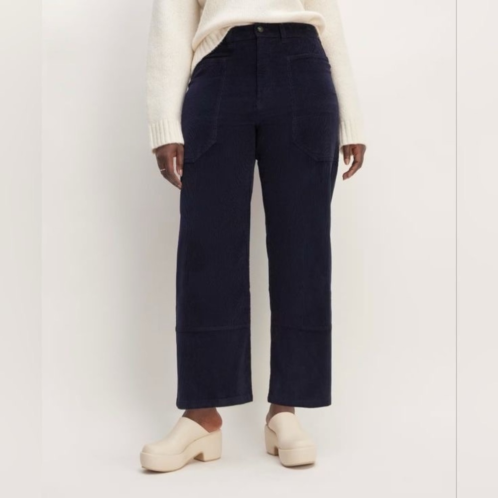 Everlane Gardener Navy Corduroy Wide-Leg Pants